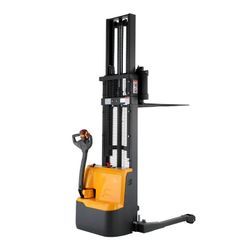 Powered Forklift Full Electric Walkie Stacker 3300lbs Cap. Straddle Legs. 98" lifting