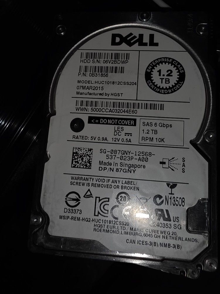 Dell 1.2 TB 10k SAS 6Gbs HDD