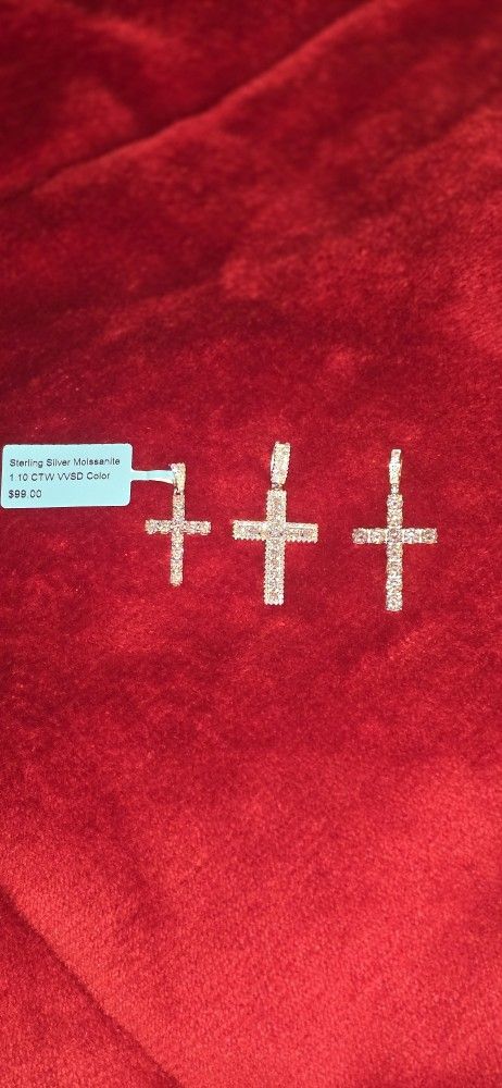 Multiple Moissanite Cross Pendants