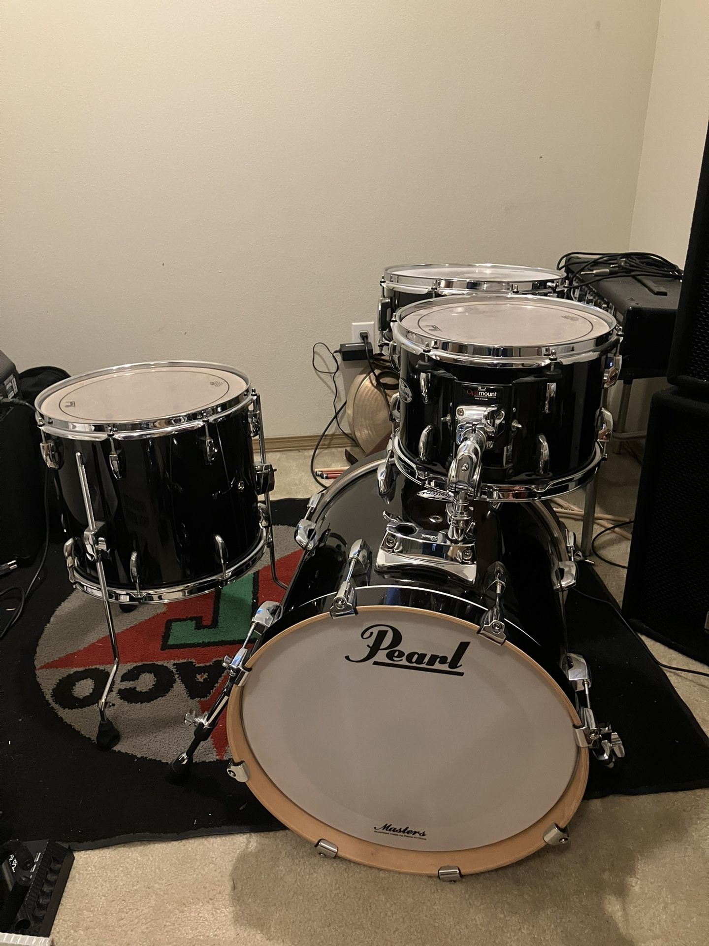 Pearl Masters 100% Maple MCT SHELL bop Kit Black Sparkle 1/50 Rare 4 Piece “18 Kick Drum Set