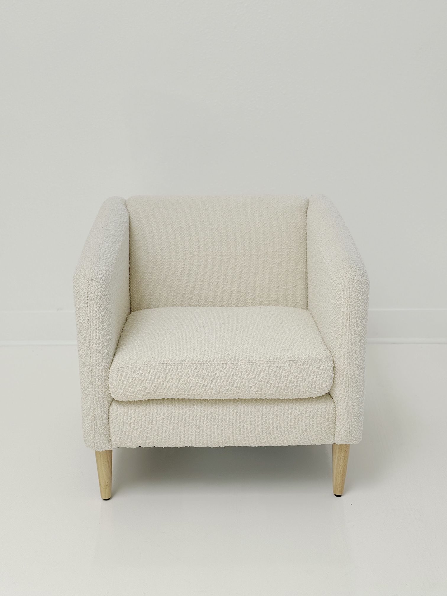 White Bouclé Accent Chairs – Excellent Condition