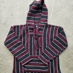 Mexican Baja Hoodie Mens Medium Pullover Striped Drug Rug Surf Skate Hoodie