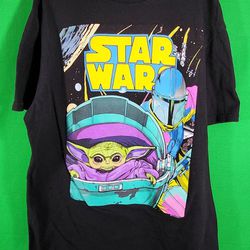 Star Wars Mandalorian Baby Yoda Black T-Shirt (Mens Size S Small) Disney+