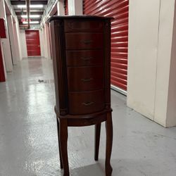 Vintage Cherry Wood Jewelry Armoire 
