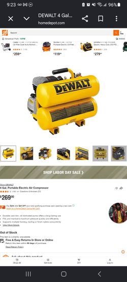 DEWALT 4 Gal. Portable Electric Air Compressor
