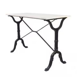 Vera 42 in. White/Black Standard Rectangle Marble Console Table