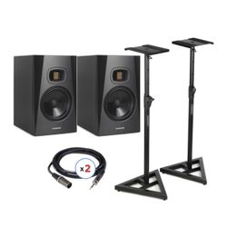 ($425 BUY TODAY) ADAM Audio T7V 7 inch Powered Studio Monitor Pair with Stands and Cables