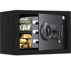 Safe Box 0.44 Cubic Feet Electronic Digital Security Box, Keypad Lock Box Cabinet Safes, Solid Alloy Steel Office Hotel Home Safe, Black
