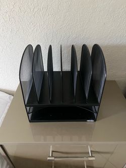 Black Metal Mesh Desk File Organizer