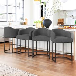 Carbon Grey Fabric Barstool Set Of 4