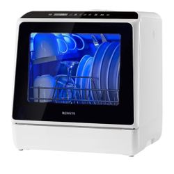NOVETE Portable Countertop Dishwashers, Compact Dishwashers with 5L Built-in Water Tank & Inlet Hose