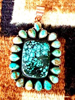 AUTH NAVAJO HANDMADE LUXURY NO 8 SPIDERWEB MEX SONORA GOLD LG COPPER GALLERY GRADE PENDANT !! ASK $550 BARGAIN CASH