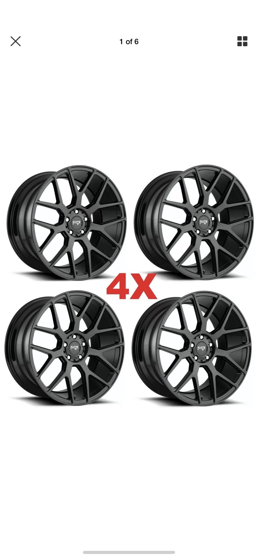 20 Black Wheels Rims Mustang Staggered