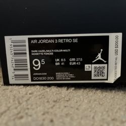 Size 9.5 - Jordan 3 Retro Patchwork 2021