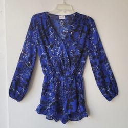 Anthropologie Sady & Lu Women's Deep V-Neck Long Sleeve Floral Romper, XS