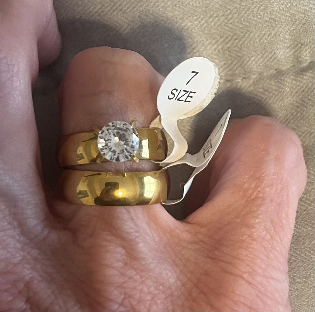 New 2 Piece CZ GOLD FILLED wedding Ring Side 7