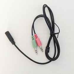 3.5mm Headset Splitter Cable – Female TRRS to Dual Male TRS (Audio & Mic)