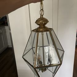 Classic Brass & Glass Geometric Pendant Light Fixture