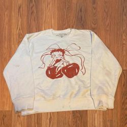 Vintage Inspired Betty Boop Women's White and Cream Sweatshirt