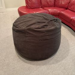 Large Bean Bag With Washable Gray Corduroy Cover