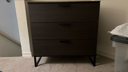 3-Drawer Dresser Dark Brown with Metal Legs