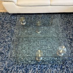 Modern Square Clear Silver Motion Coffee Table