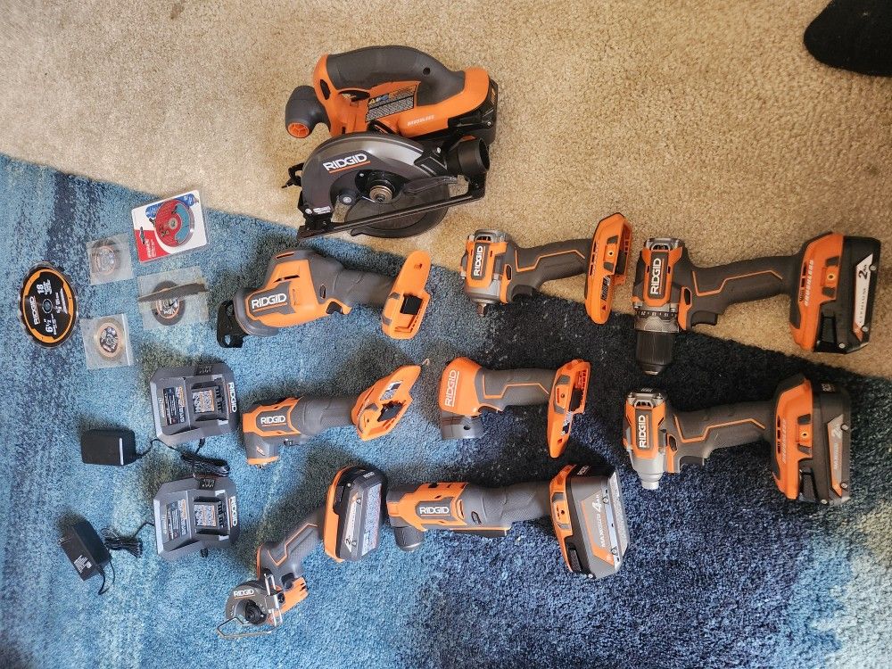 Ridgid 9 Piece Subcompact Combo Kit-New!