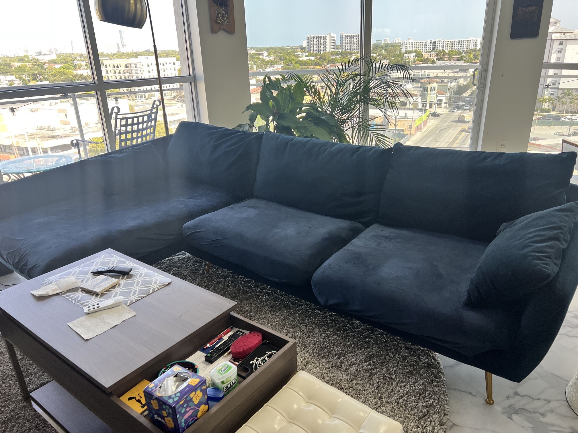 Blue Velvet Couch For Sale