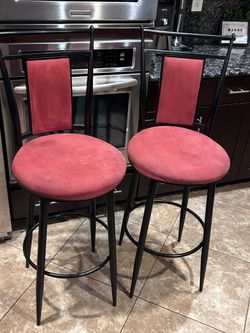 Red Bar Stools – Set of 2 – Counter Height