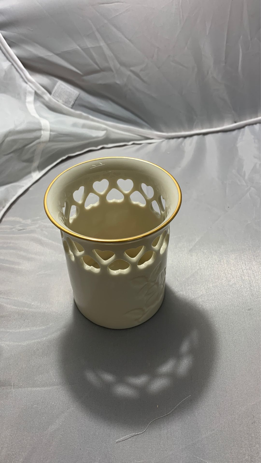 Lenox ivory heart pierced floral rose cup