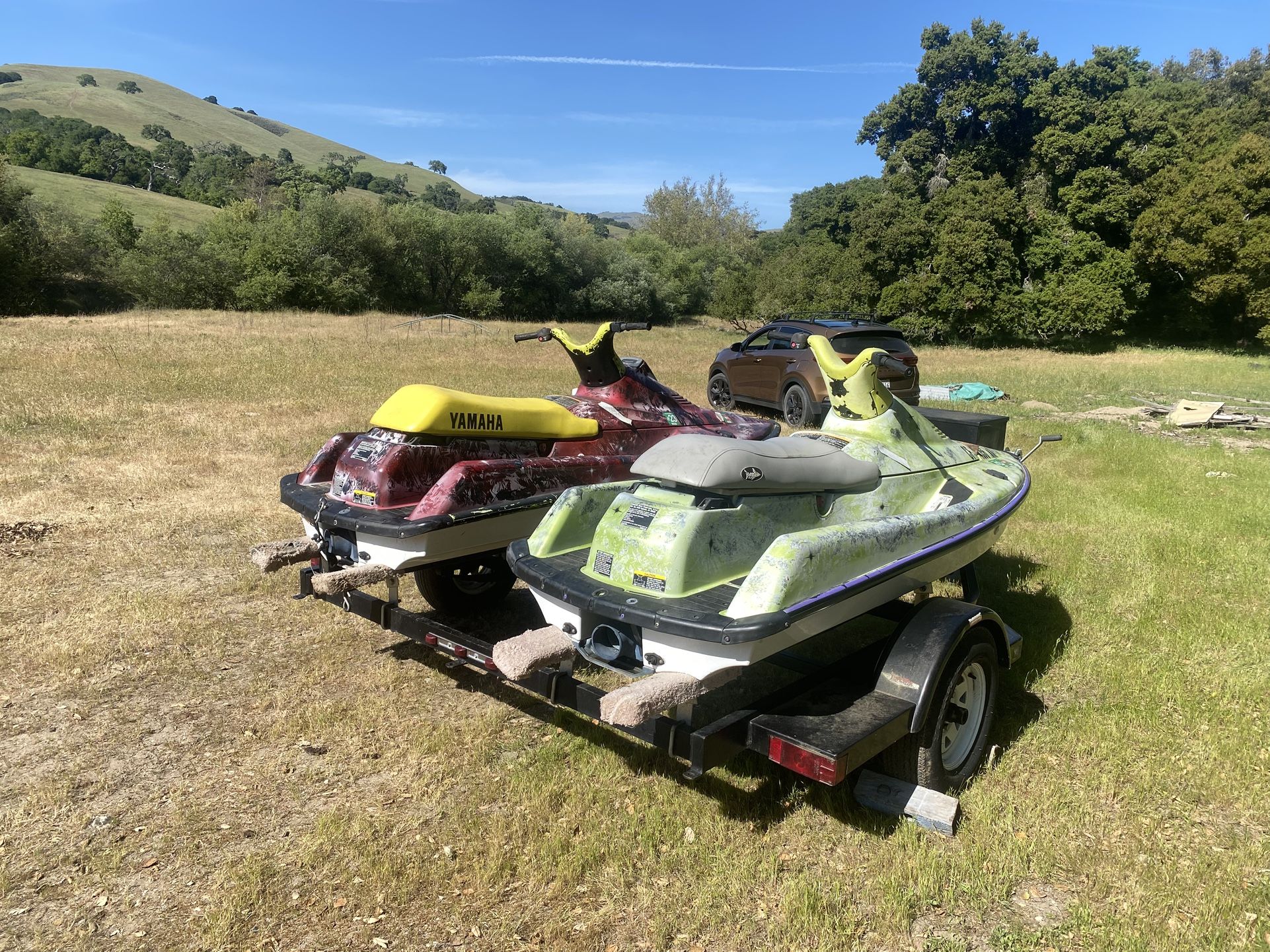 Yamaha Jet Skis With Double Trailer With Storage