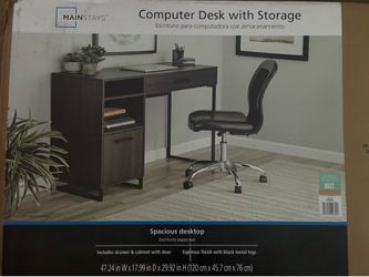 New Computer Desk with Storage Black & Dark walnut