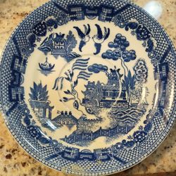 Set Of Three Blue Willow Saucers