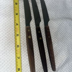3 Wood Handle Stainless Steak Knives