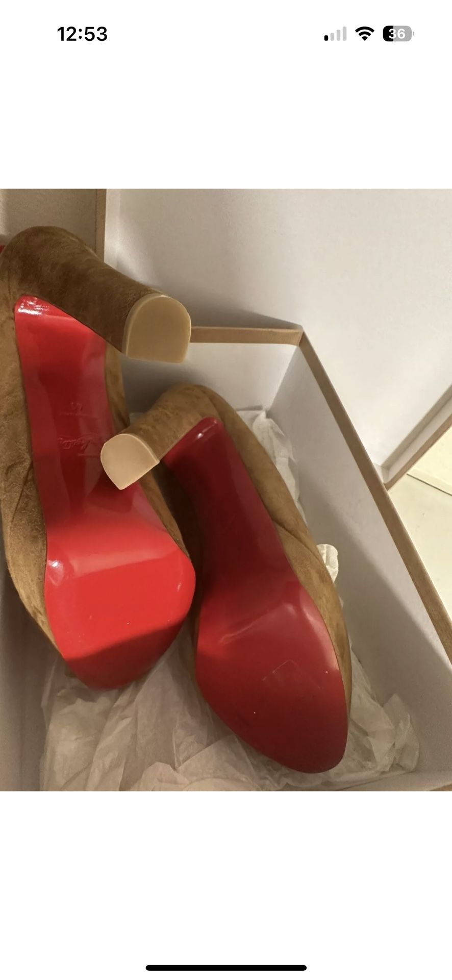 AUTHENTIC NEW CHRISTIAN LOUBOUTIN BIBI CAMEL BEIGE PLATFORM RED SOLE PUMP/ 41