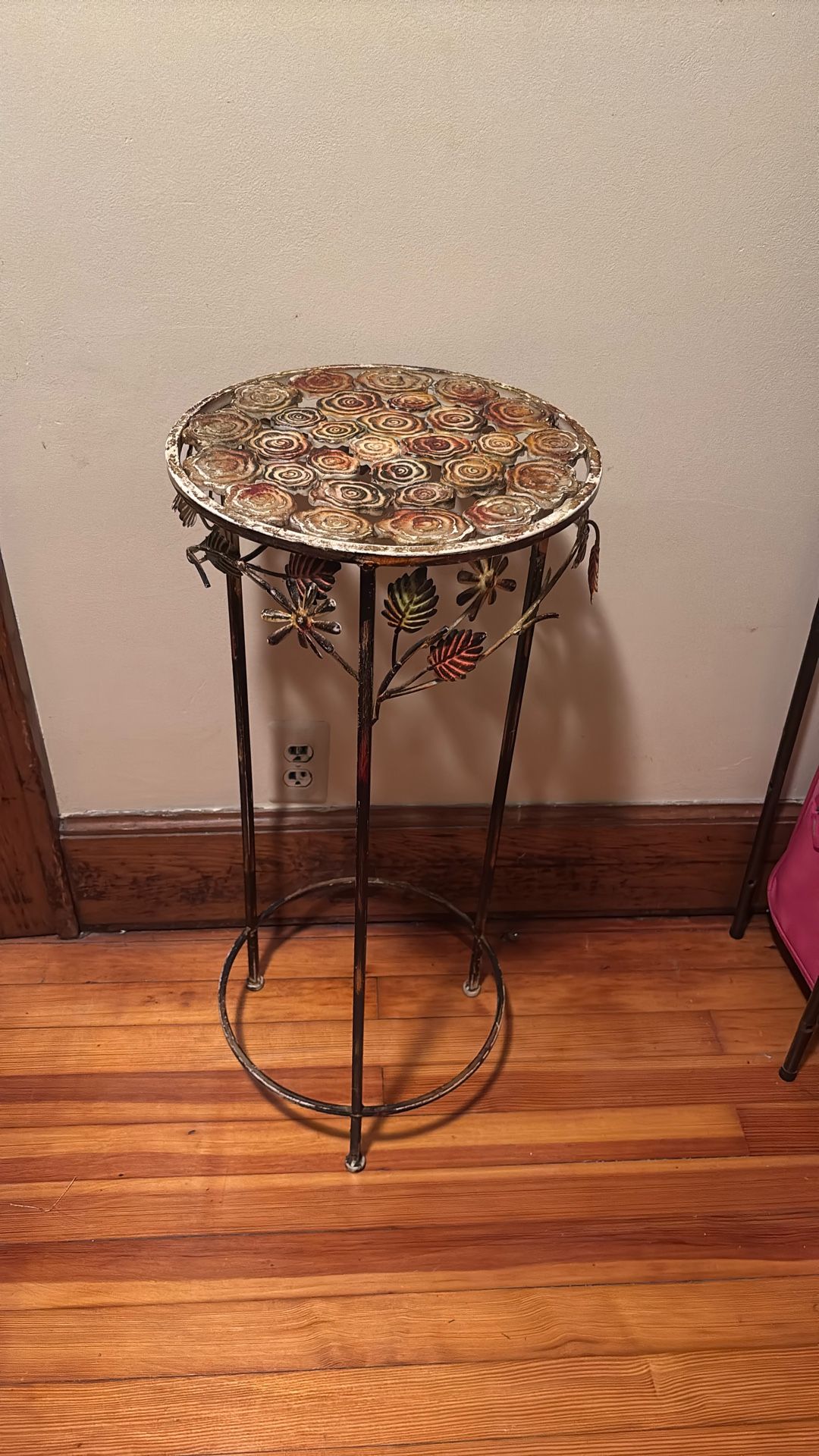 Bronze Colored Metal Floral Plant Stand/Outside Table