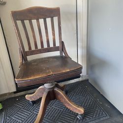 Antique Wood Desk Chair 