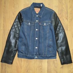Levis Biker Jacket Denim And Leather 