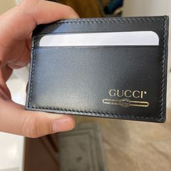 Gucci Black/gold Card Holder Wallet