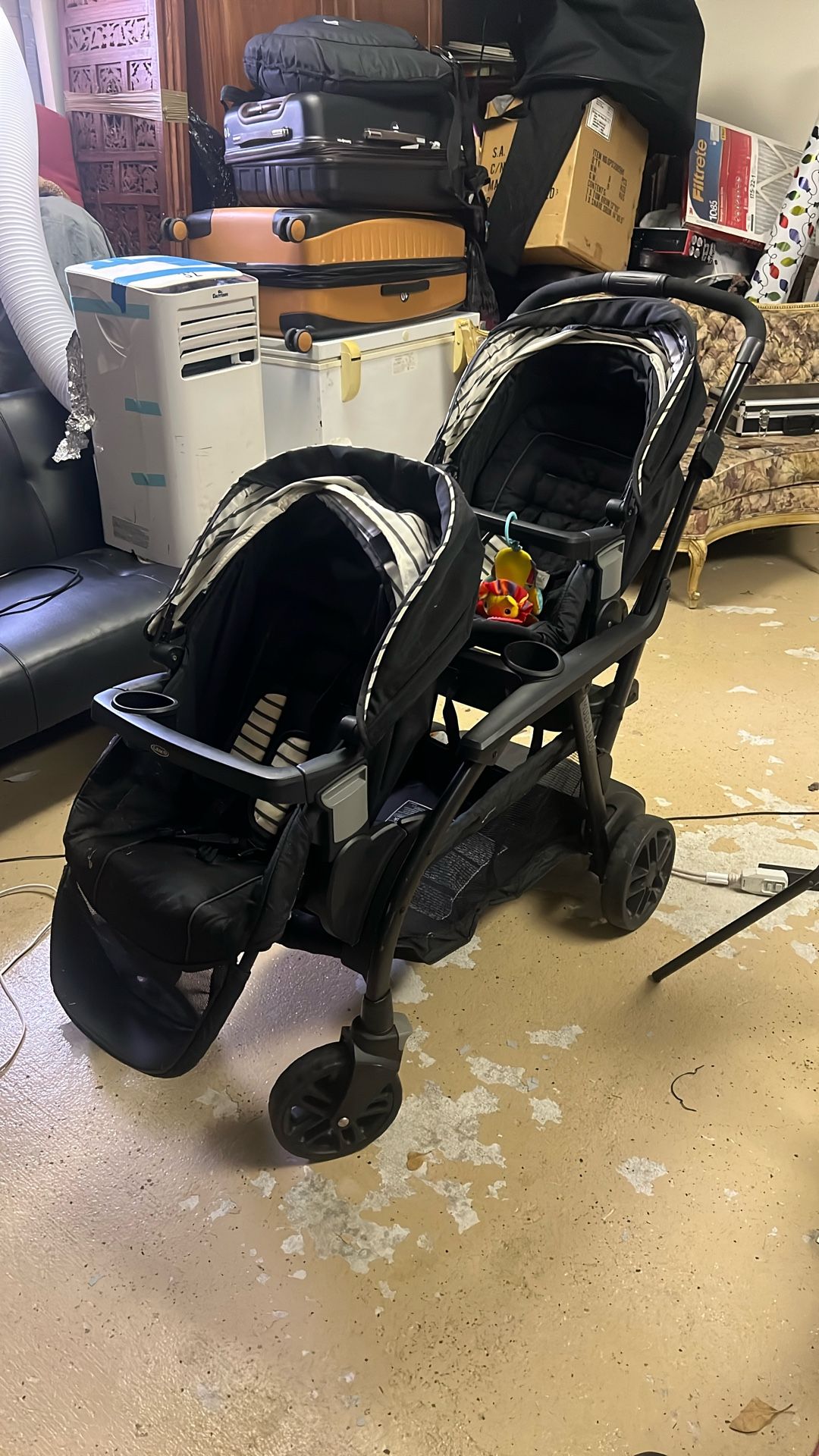 GRACO Foldable Twin Baby Double Stroller Lightweight Travel Stroller Infant Pushchair