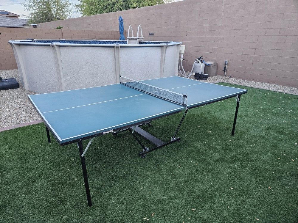 Spalding Ping Pong Table (Indoor/Outdoor), with Paddles and Balls