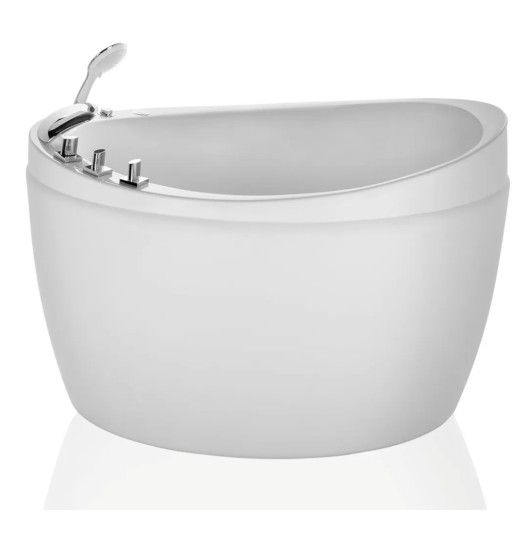 Empava Air Jetted Massage Bath Tub 48 in. Freestanding Bathtub Air Mirco Bubble Hydrotherapy Oval Japanese SPA Tub