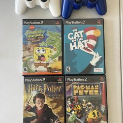 PS2 4 Games and 2 Controllers 