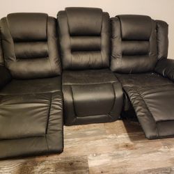 2 Black Reclining Loveseats