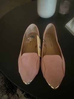 Pink Suede Pointed-Toe Flats