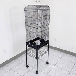 (NEW) $55 Bird Cage 60” Tall Standing Parrot Parakeet with Rolling Stand 18x14x60 Inches 
