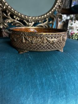 Footed Vintage Filagree Trinket Box 