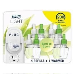 Febreze Plug In Air Fresheners, Light Bamboo, Odor Fighter for Strong Odors,
