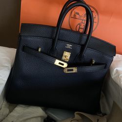Authentic Hermes Birkin 25togo Handbag 