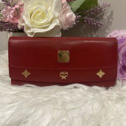 Mcm Long Red Wallet With charm